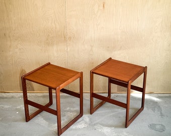 Vintage Teak Danish Modern Pair Of End Tables