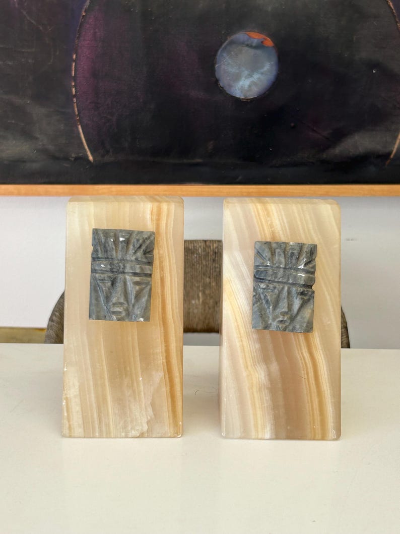 Vintage White Oynx Aztec Bookends - Etsy