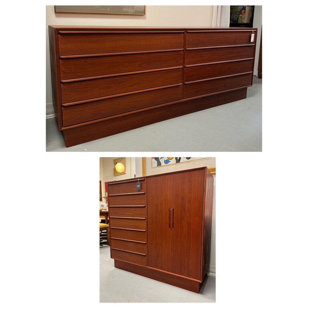 Vintage Danish Modern Teak Bedroom Set With Gentlemans Chest and Lowboy ...