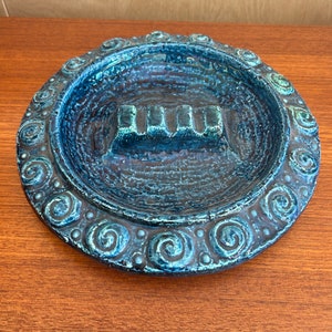Mid Century Modern Vintage Blue Ashtray