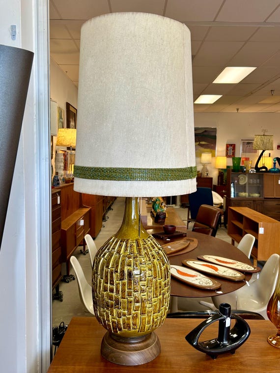 Very Large Vintage Mid Century Modern Ceramic Brutalist Green