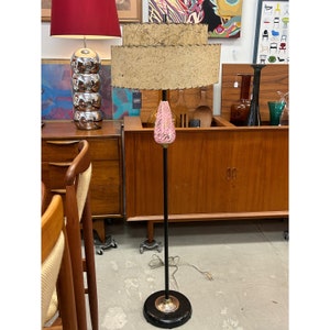 Mid Century Modern Atomic Floor Lamp with Fiberglass Shade