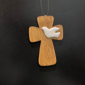 Wooden Cross ornamentwith Dove
