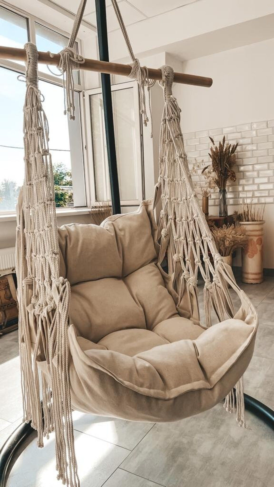 Macrame Hanging Chair, Handmade Hanging Chair, Hammock Chair, Indoor ...