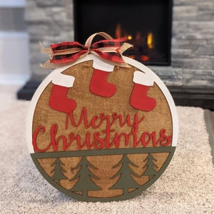 Christmas Round tree/ stocking round SVG FILE
