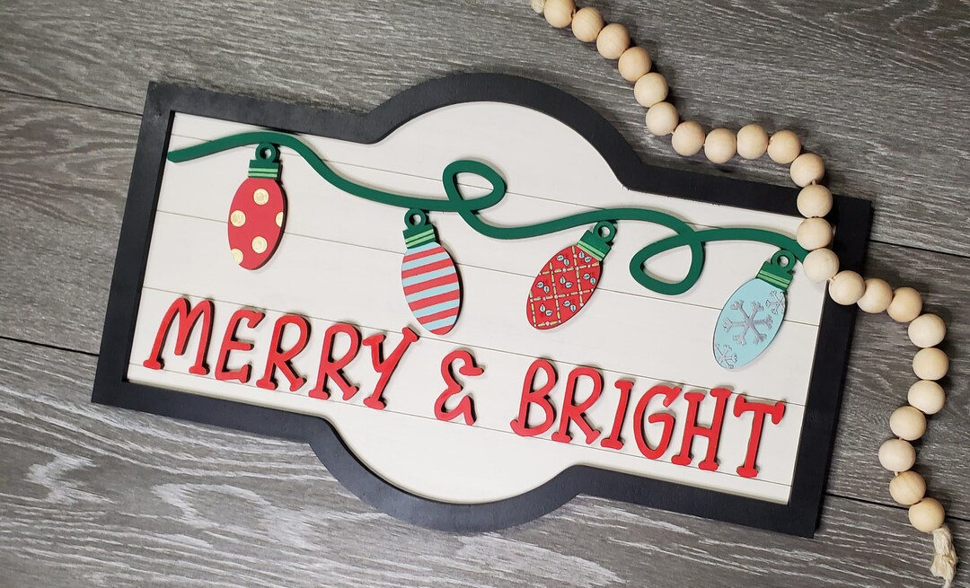 Merry and Bright Christmas Light Sign Etsy