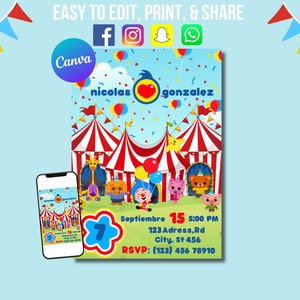 Invitación de Plim Plim, Cumpleaños de Plim Plim, Papeles Digitales de Plim Plim, Cumpleaños Infantil, Fiesta de Cumpleaños, Invitación Digital, Invitación Imprimible