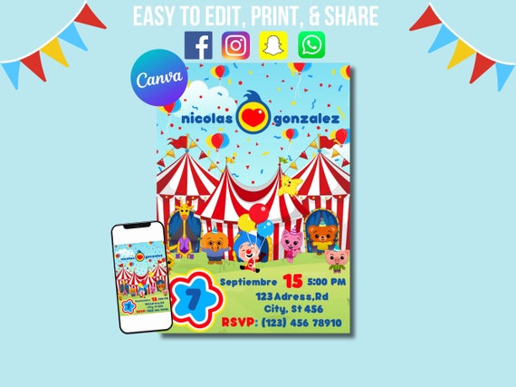 Plim Plim Invitation, Plim Plim Birthday, Plim Plim Digital Papers, Kids Birthday, Birthday Party, Digital Invitation, Printable Invitation