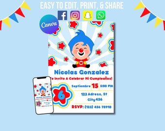 Plim Plim Invitation, Birthday Invitation, Plim Plim Birthday Invitation, Party Invitation, Birthday Party, Kid Birthday, Digital Invitation