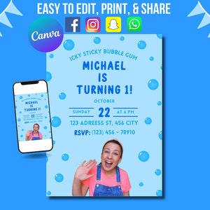Ms. Rachel Invitation, Ms. Rachel Birthday Invite, Ms Rachel Invitation Canva, Self-Edited Invitation, Digital Invitation, Party Invitation