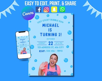 Ms. Rachel Invitation, Ms. Rachel Birthday Invite, Ms Rachel Invitation Canva, Self-Edited Invitation, Digital Invitation, Party Invitation