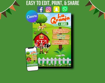 La Granja De Zenon Editable Invitation, Digital Invitation, Birthday Invitation, Printable Invitation, Editable Invitation, Party Invitation