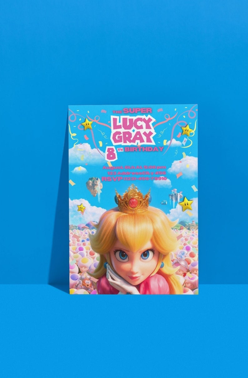Princess Peach Birthday Invitation, Editable Invitation, Digital