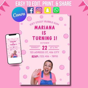 Ms. Rachel Invitation, Ms. Rachel Birthday Invite, Ms Rachel Invitation Canva, Self-Edited Invitation, Digital Invitation, Party Invitation