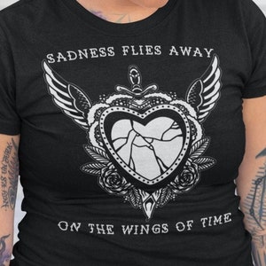 Sadness Flies Away, Old School, &#39;Broken Heart&#39; Tattoo Design, Unisex T-Shirt, Women&#39;s Fit T-Shirt, Unisex Hoodie, Women&#39;s Racerback Tank Top