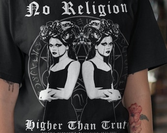 No Religion Higher than Truth, Occult Gothic Design, Unisex T-Shirt, Unisex Hoodie, Racerback Tank Top