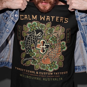 Calm Waters, Studio Design, Japanese Tattoo, Koi Carp Tattoos, Unisex T-Shirt, Unisex Hoodie, Women&#39;s Racerback Tank