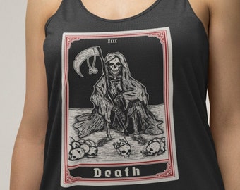 Death tarotkaart graphic T-shirt, gotisch Grim Reaper-ontwerp