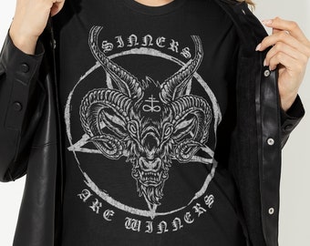 Syndare är vinnare! Baphomet, Satanisk Luciferiansk Djävul, Unisex T-shirt, Unisex Hoodie, Damlinne med Racerback
