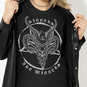 Sinners Are Winners! Baphomet, Satanic Luciferian Devil, Unisex T-Shirt, Unisex Hoodie, Women&#39;s Racerback Tank Top