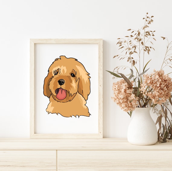 cartoon dog drawing etsy