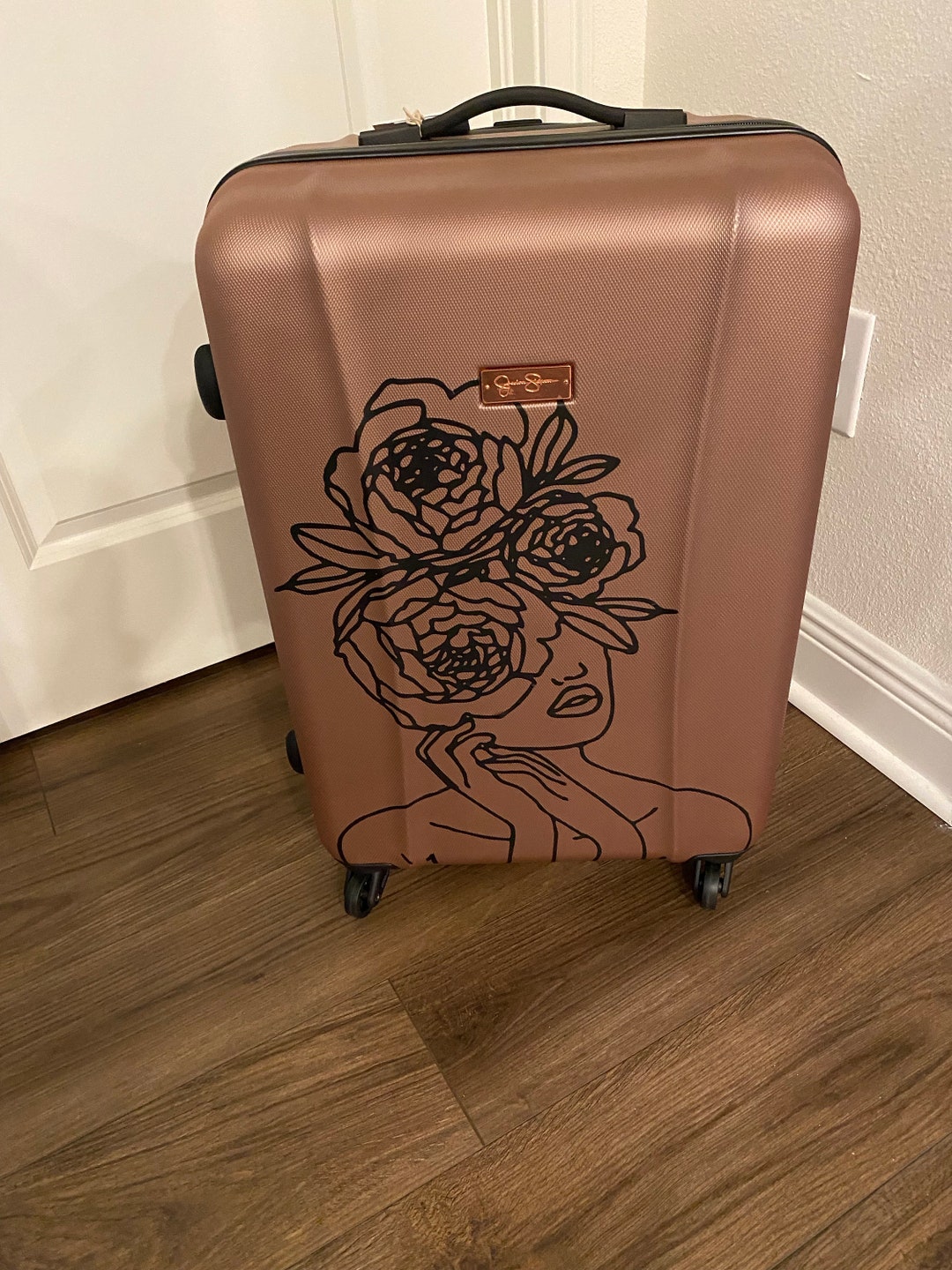 Custom Designed Luggage Size Medium lady WITH Flowers Etsy