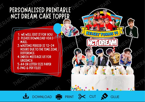 personalised printable nct dream cake topper nct dream etsy