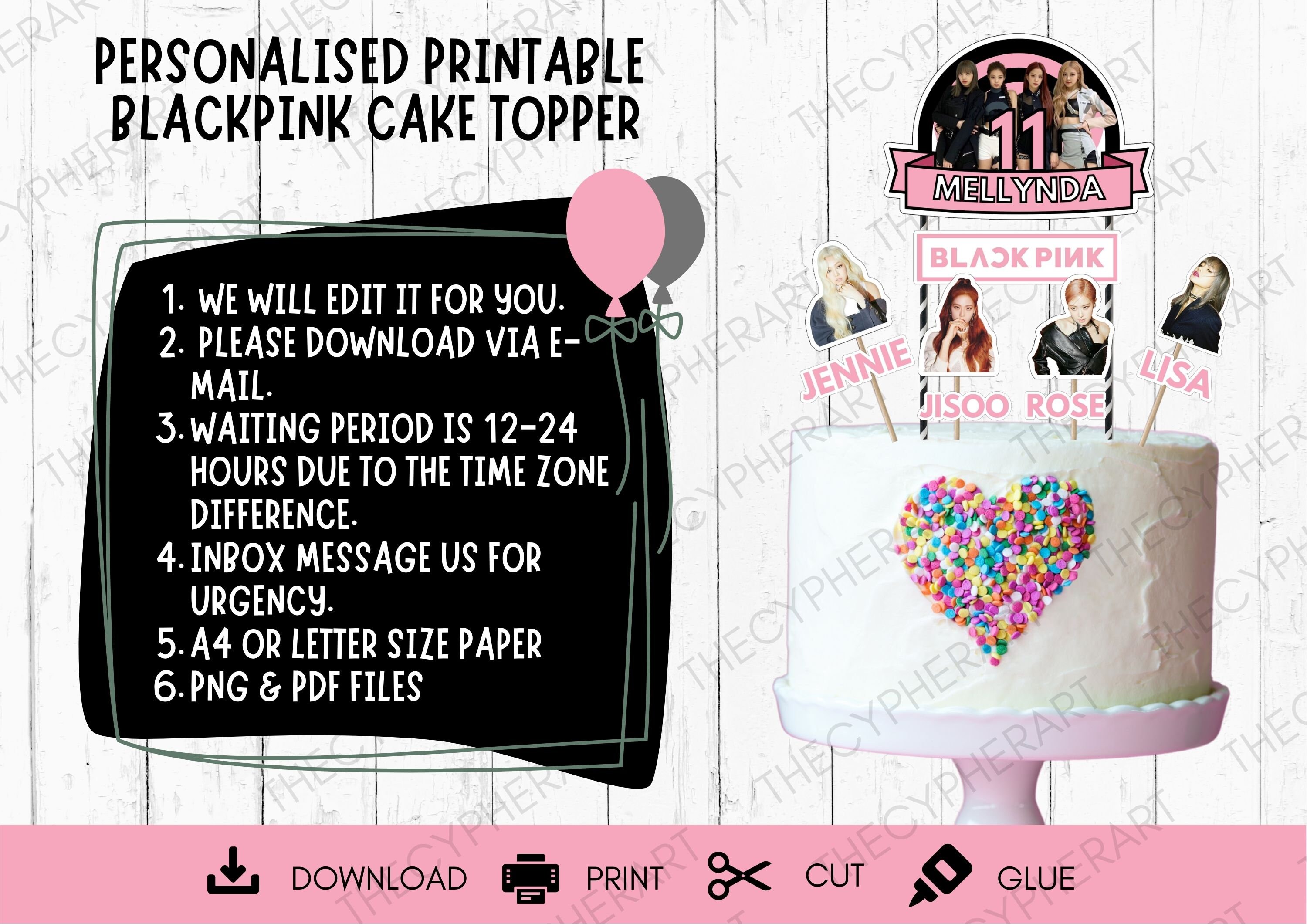 personalised printable blackpink cake topper blackpink etsy australia