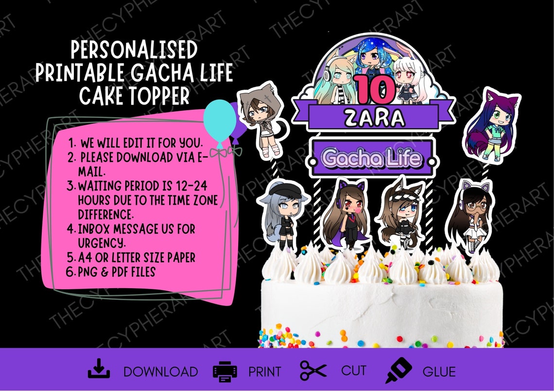 Personalised Printable Gacha Life Cake Topper Gacha Life Etsy