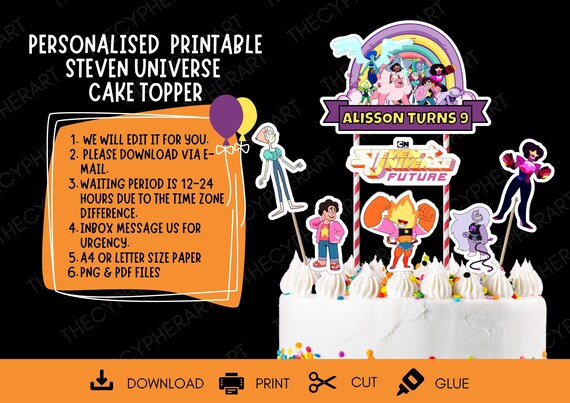 personalised printable steven universe topper steven universe etsy australia