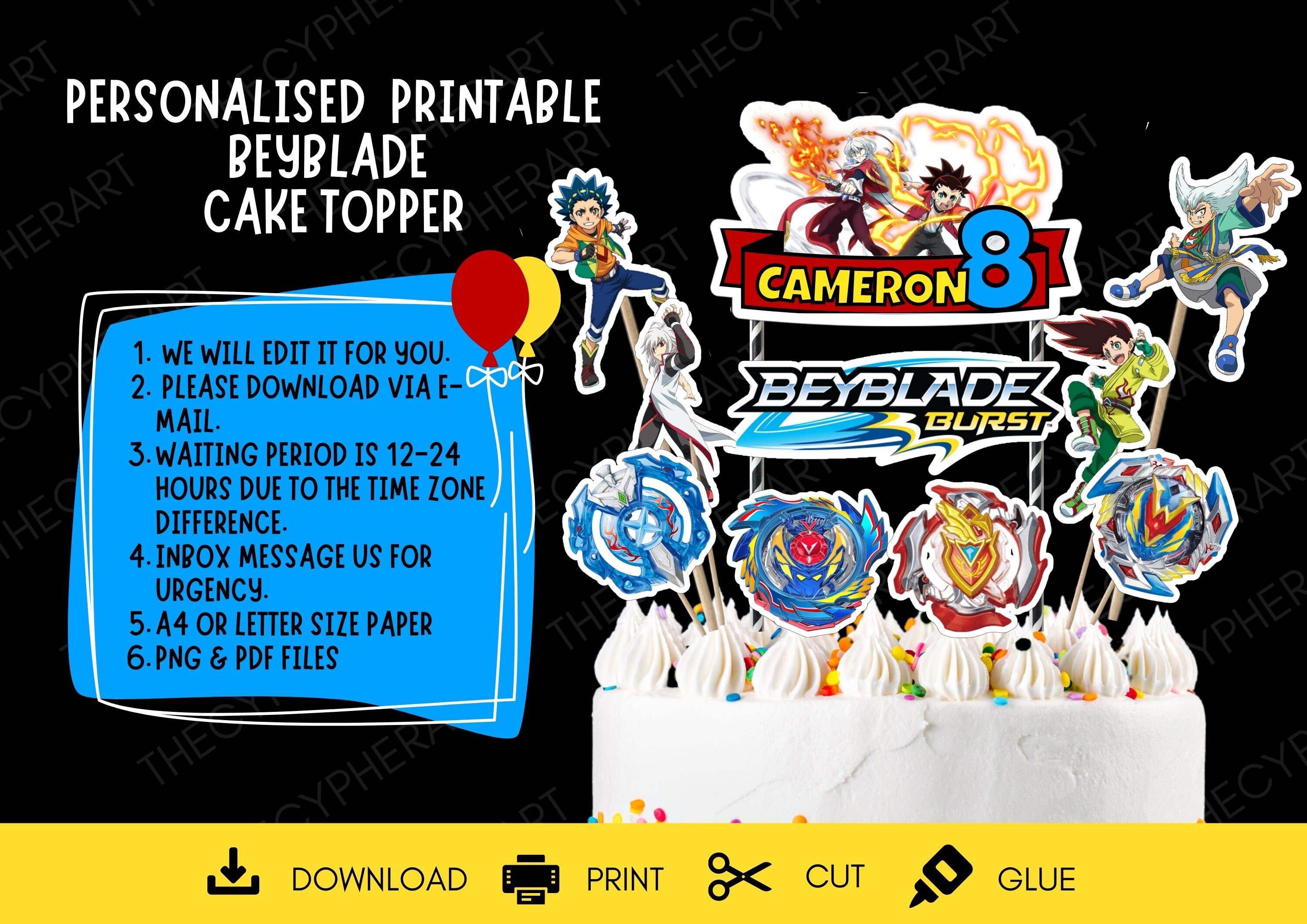 Personalised Printable Beyblade Cake Topper Beyblade | Etsy