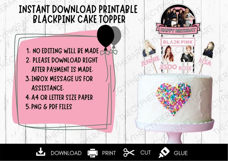 printable blackpink cake topper blackpink template blackpink etsy