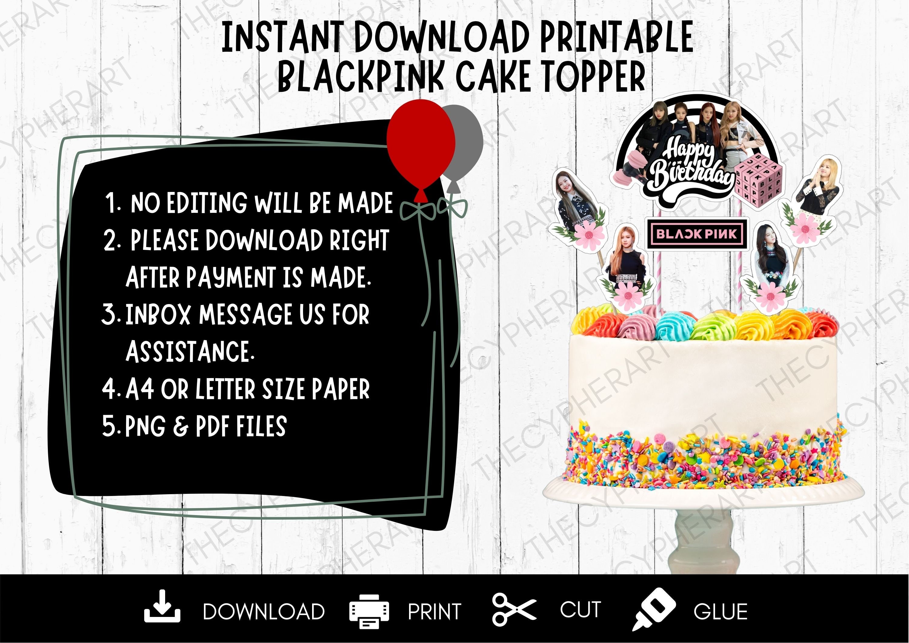 printable blackpink cake topper blackpink template blackpink etsy