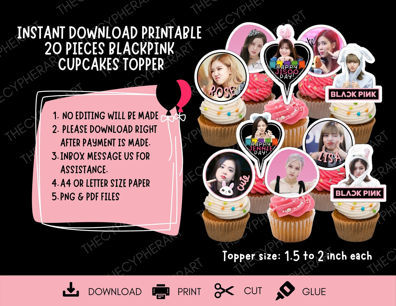 Printable Blackpink Cupcake Topper Blackpink Centerpiece | Etsy