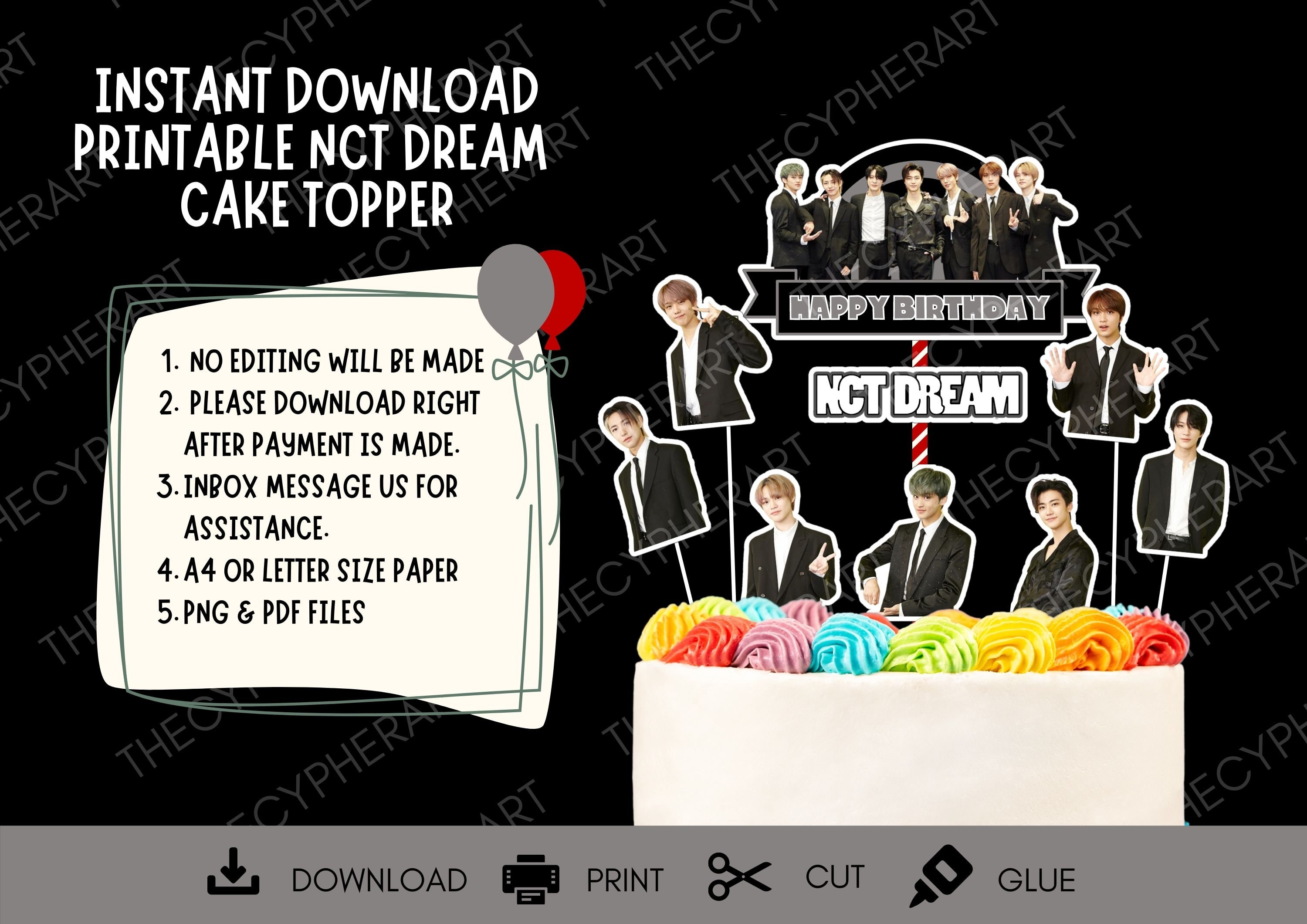printable nct dream cake topper nct dream template nct dream etsy