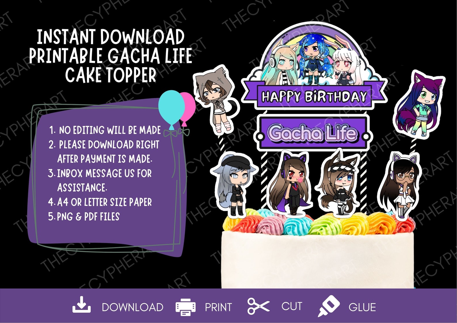 Printable Gacha Life Cake Topper Gacha Life Centerpiece Etsy