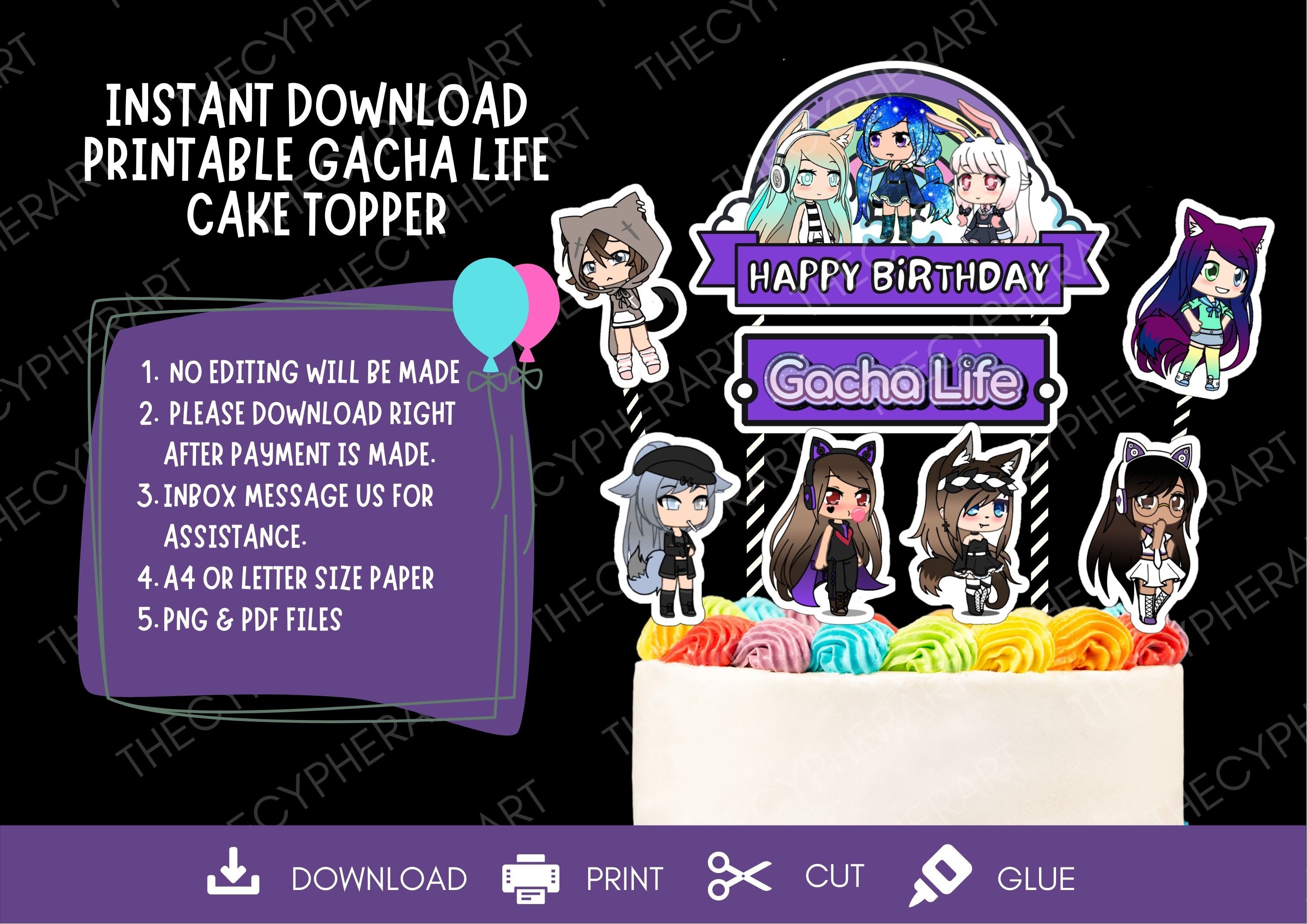 Printable Gacha Life Cake Topper Gacha Life Centerpiece Etsy