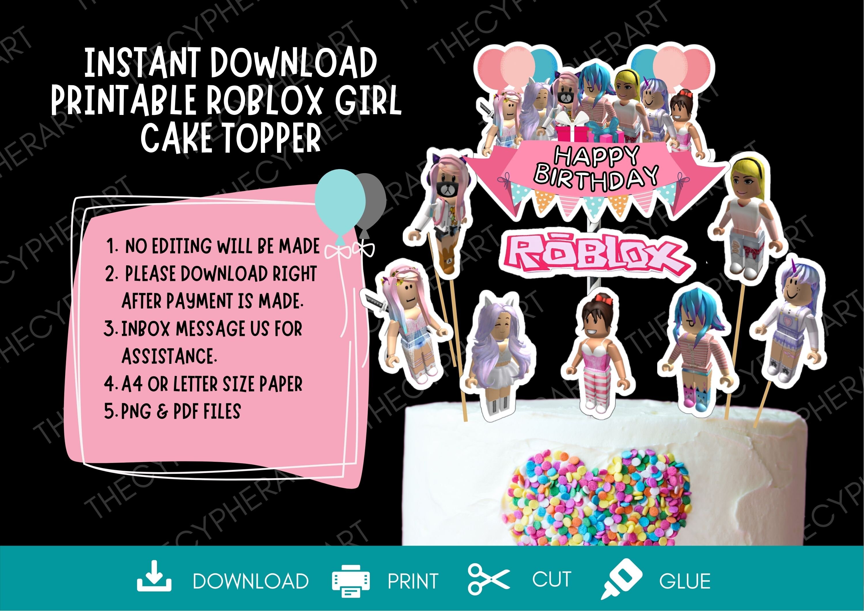 printable roblox cake topper roblox centerpiece roblox etsy