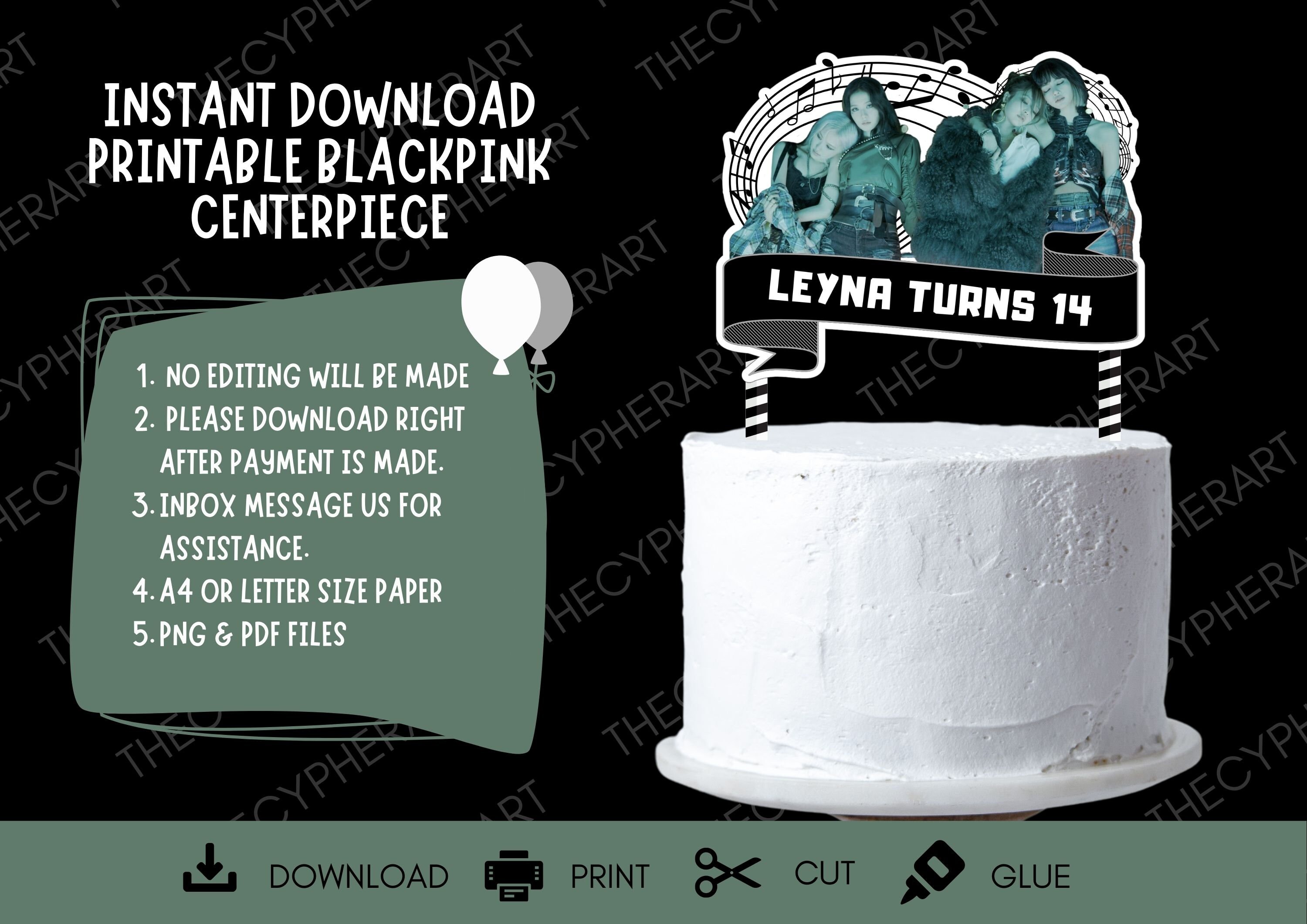 printable blackpink cake topper blackpink template blackpink etsy