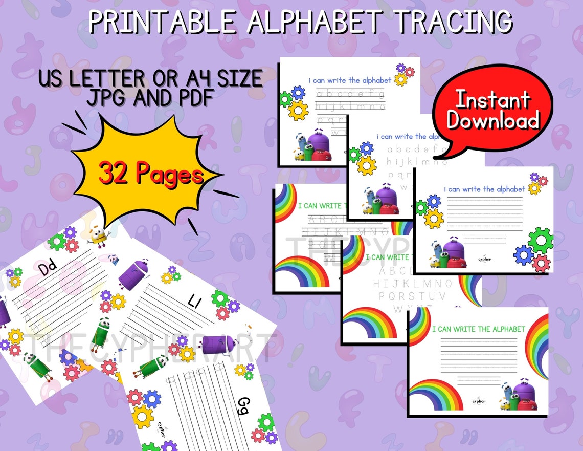Printable Storybots Alphabet Tracing Worksheets Storybots | Etsy