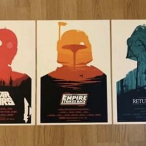 Star Wars, épisode IV, V, VI Un nouvel espoir, l’empire contre-attaque, le retour de la trilogie classique Jedi œuvres d’art Affiches de film ensemble de 3 - Taille A3