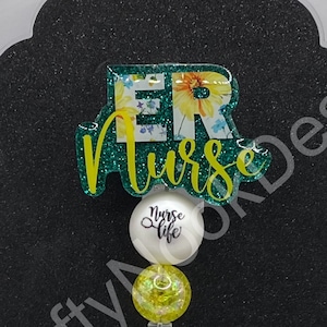 Cute ER Nurse Badge Reel or Lanyard. Many colour and pattern choices available.