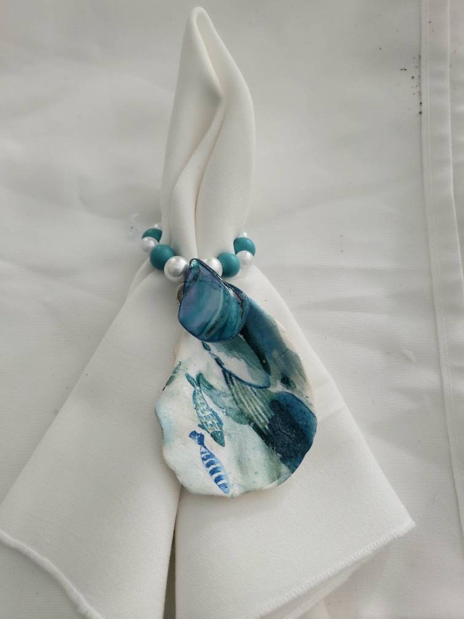 Oyster Shell Napkin Rings sea life set of 4 Etsy