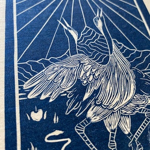 Original Tarot Card Linocut Print 6 The Lovers image 4