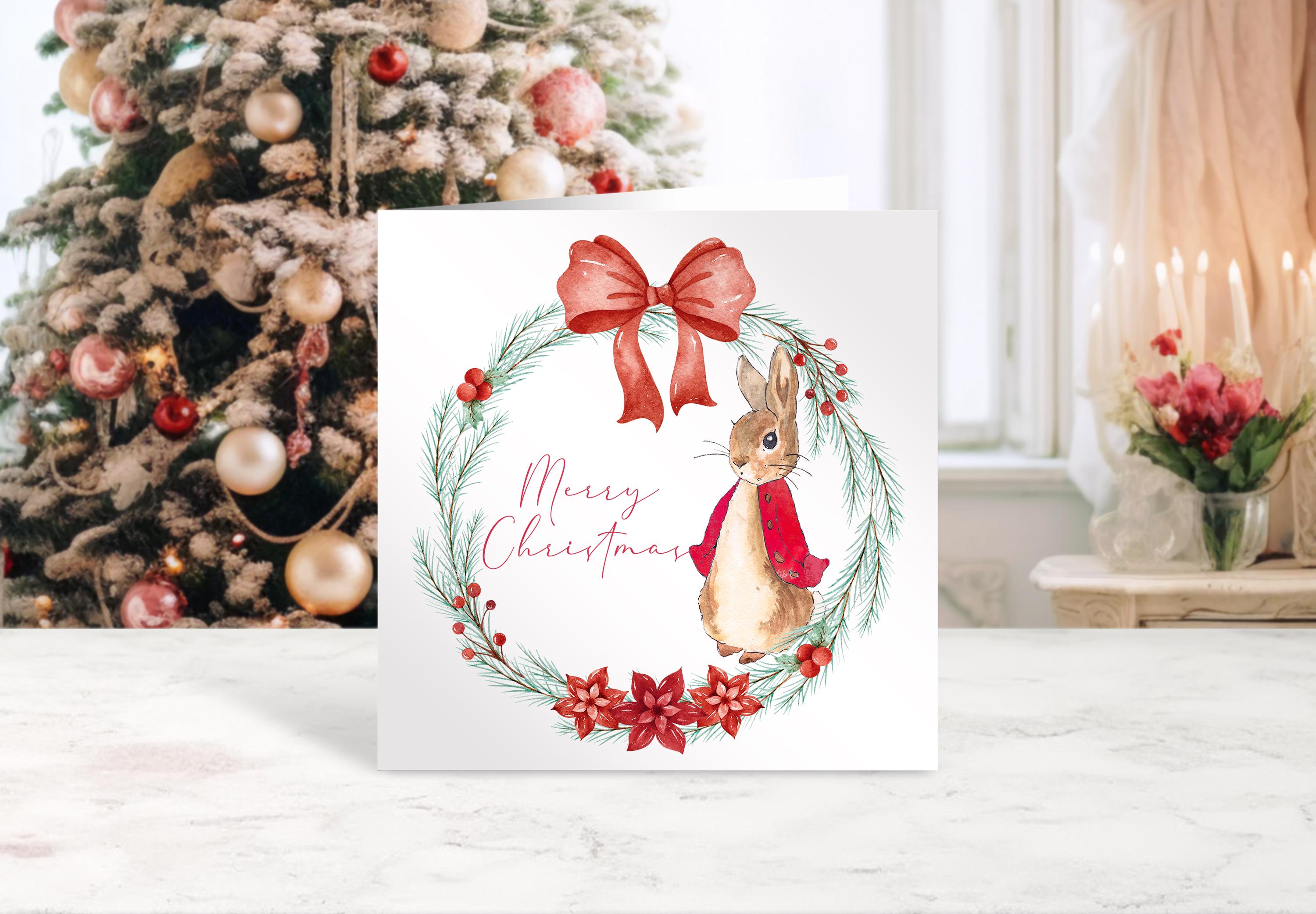 Red Christmas Peter Rabbit Wreath PNG, Merry Christmas Clipart ...