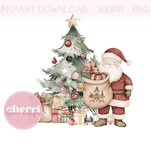 Projekt świątecznej piżamy Santa Christmas Tree PNG, Clipart świąteczny, Projekt piżamy, Sublimacja w Wigilię Bożego Narodzenia, Natychmiastowe pobieranie cyfrowe UV Dtf