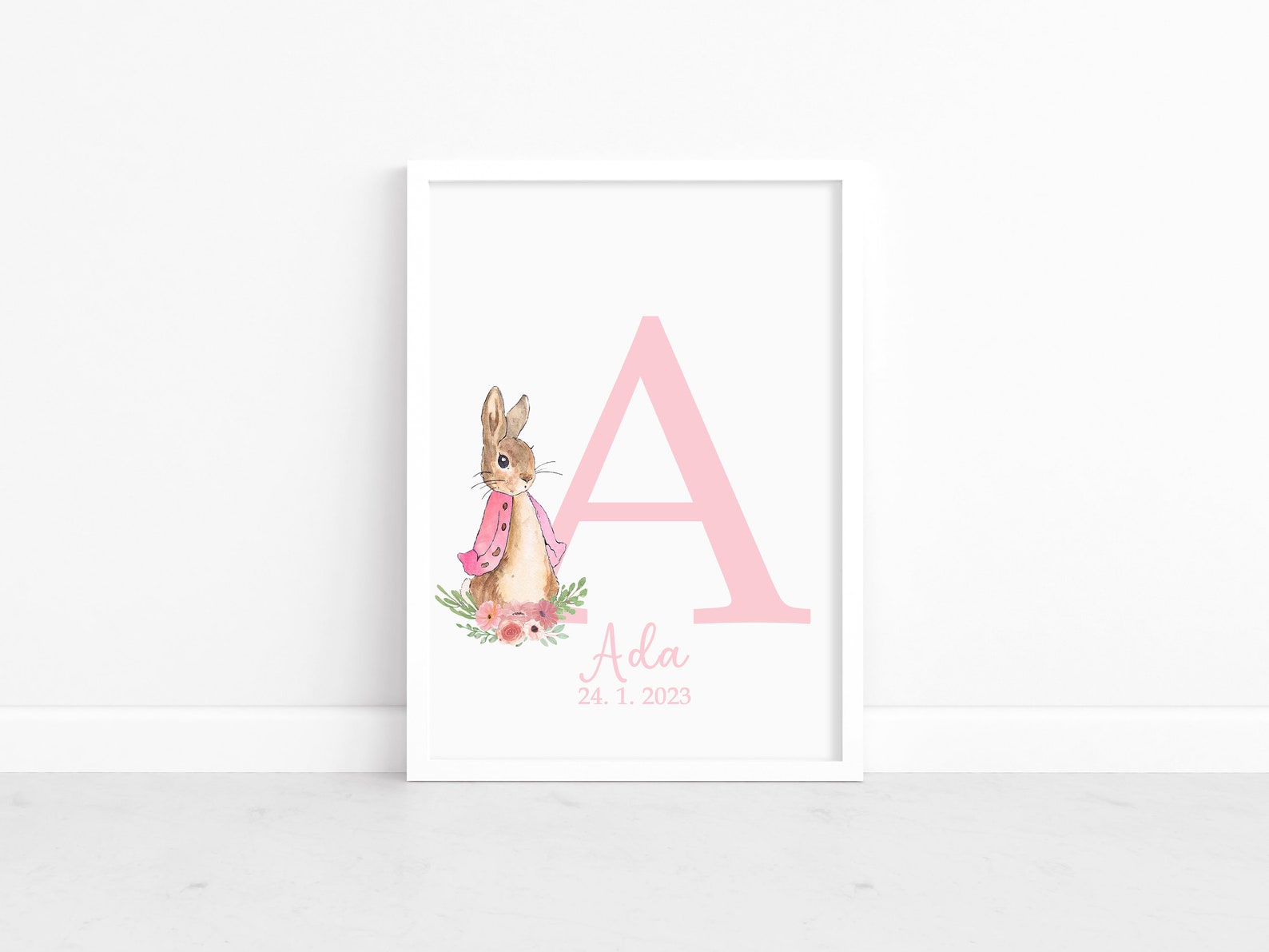 Flopsy Bunny Pink Floral Alphabet PNG, Flopsy Rabbit 26 Individual ...