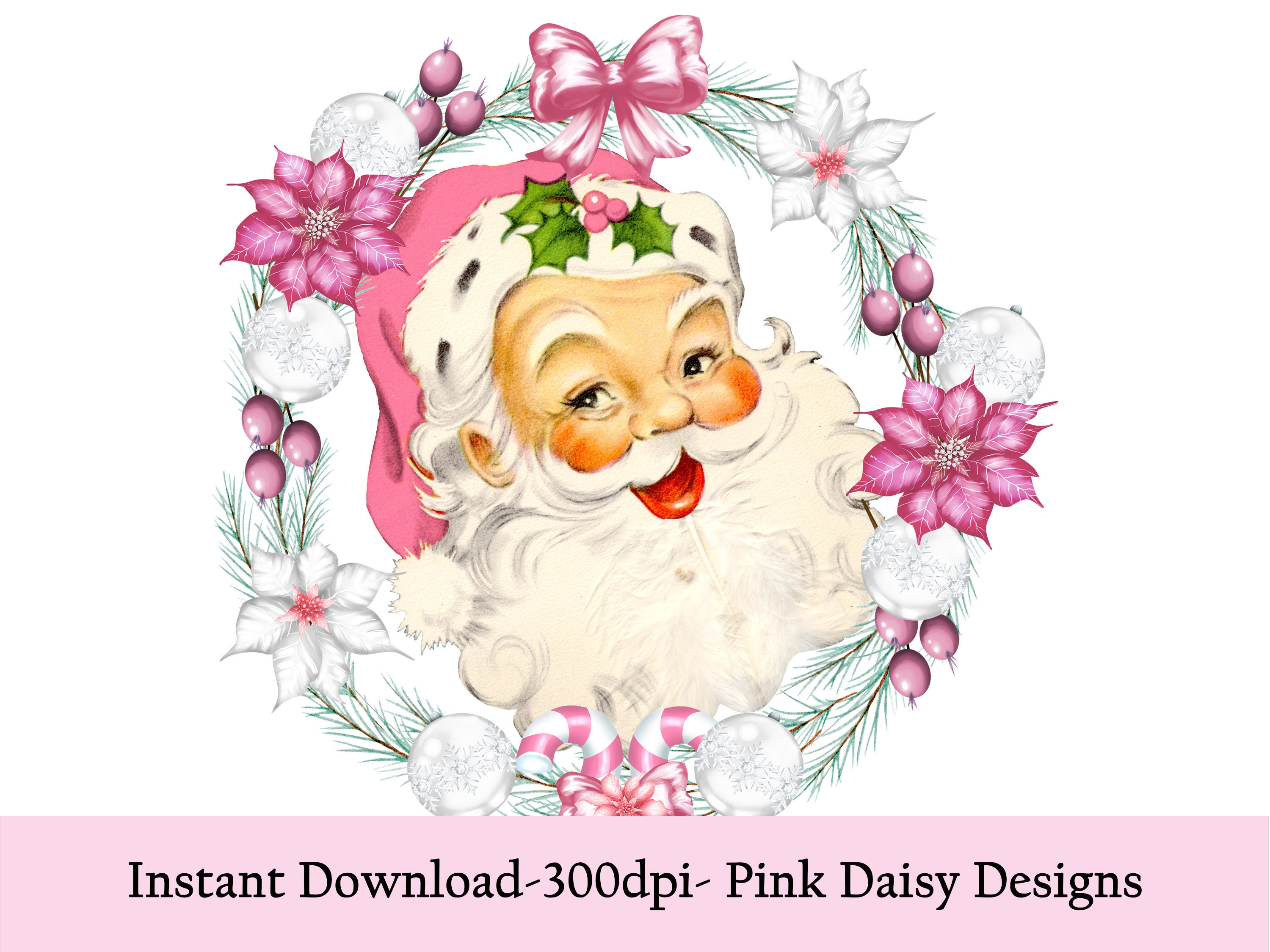 Roze Kerstman Krans PNG Vrolijke Kerst Clipart Kerstkaart Etsy Nederland