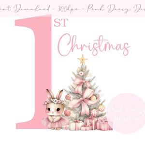 First 1st Christmas Tree, Bunny PNG, Christmas Clipart, Christmas Card PNG Design, Instant Digital Download, Sublimation Designs, First Xmas