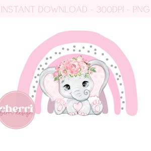 Baby Elephant Pink Rainbow PNG, Clipart di elefanti carini, Design di biglietti per neonati, Design di cuscini per cameretta, Download digitale istantaneo